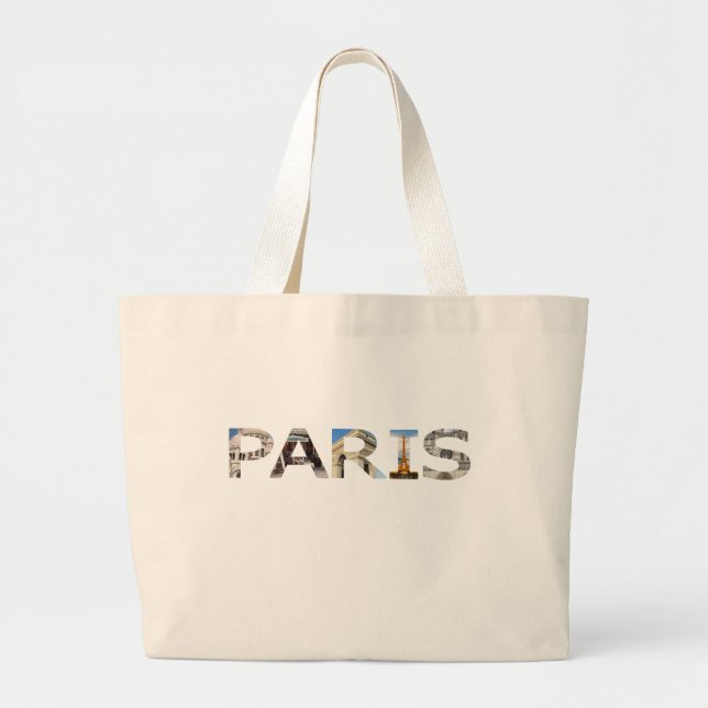 Bolsa Tote Grande Paris Atrações Através de Cartas de Paris (Frente)