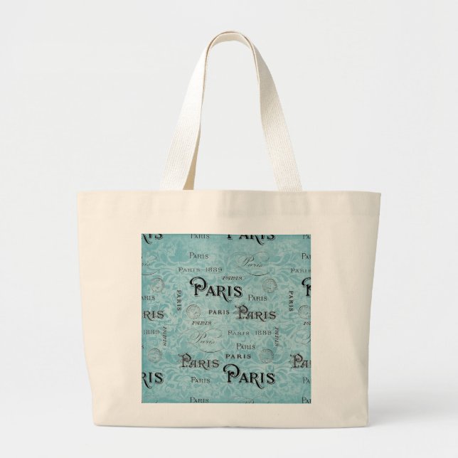 Bolsa Tote Grande Paris | Damasco Azul (Frente)