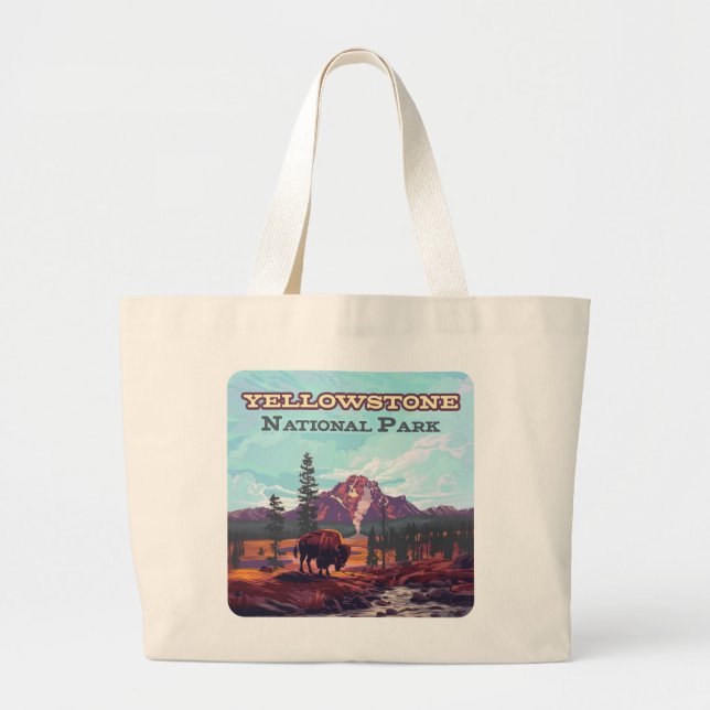 Bolsa Tote Grande Parque Nacional Yellowstone Wyoming Bison Geyser (Frente)