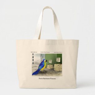 Bolsa Tote Grande Parrot Bathroom Fixa Camisetas Cartões de Mugs Pre