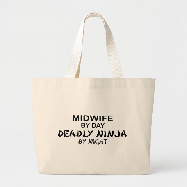Bolsa Tote Grande Parteira Ninja mortal em a noite (Frente)
