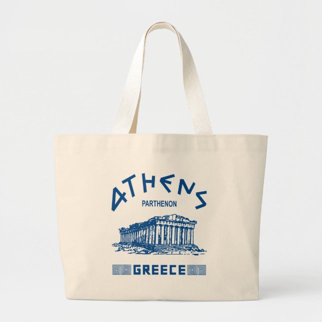 Bolsa Tote Grande Partenon - Atenas - grego (azul) (Frente)