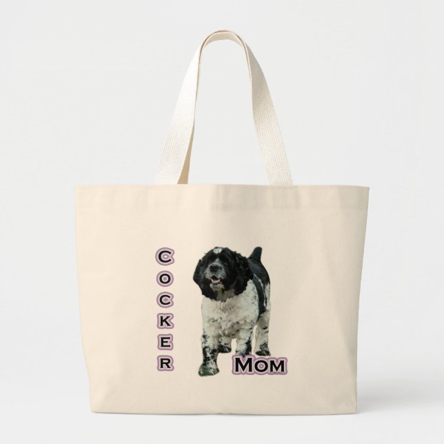 Bolsa Tote Grande Partida Cocker Spaniel Mãe; Mãe do Cocker Spaniel (Frente)