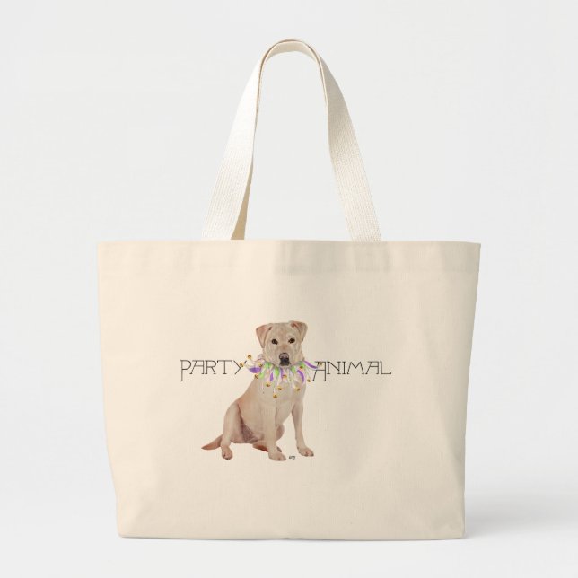 Bolsa Tote Grande Partido do Retriever Labrador Amarelo (Frente)