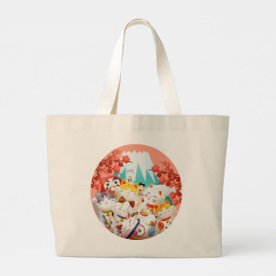 Bolsa Tote Grande Partido Manekineko Hanami