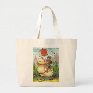 Bolsa Tote Grande Páscoa de Vintage a montar um Pintinho de bebê g