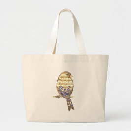 Bolsa Tote Grande Passarinho Fofo com Notas Musicais Personalizar 