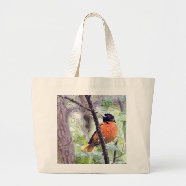 Bolsa Tote Grande Pássaro animal Baltimore Oriole (Frente)