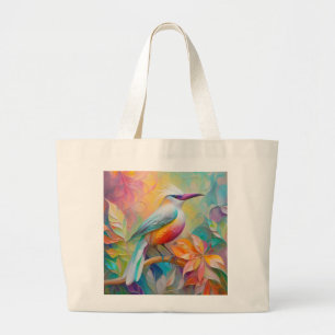 Bolsa Tote Grande Pássaro da fantasia vermelho-rosa-bico