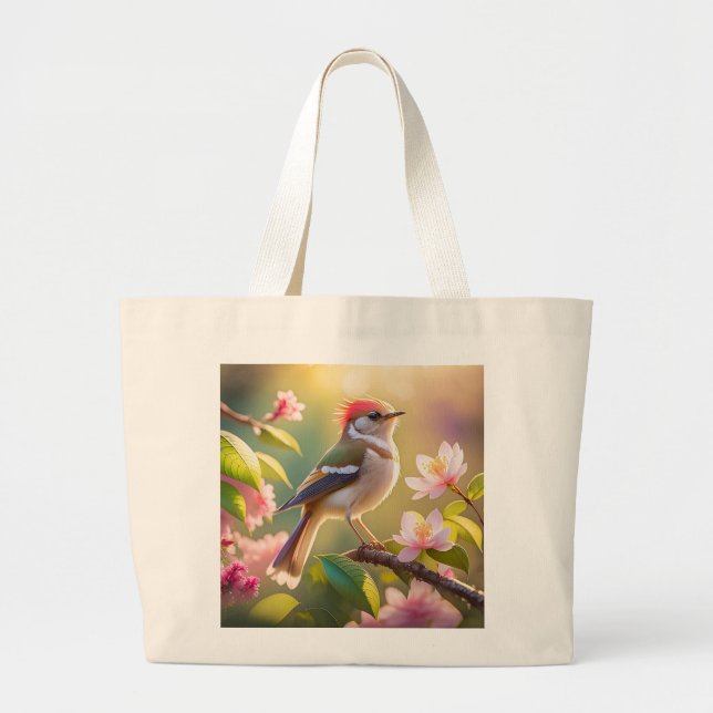 Bolsa Tote Grande Pássaro Fantasia do Warblay Chested Buff (Frente)