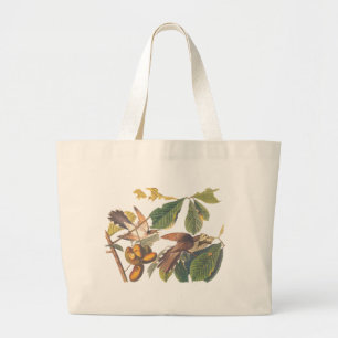 Bolsa Tote Grande Pássaros Cuco Amarelos de Audubon em árvore de Fru
