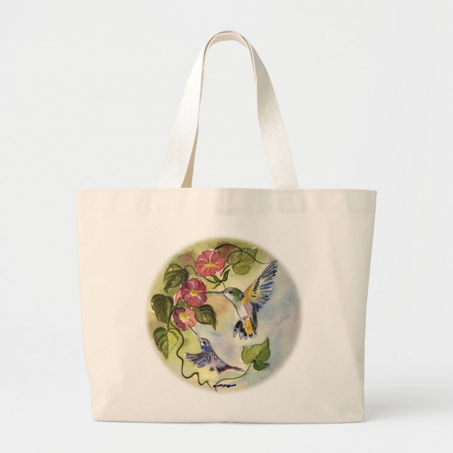Bolsa Tote Grande Pássaros de Humming (Frente)