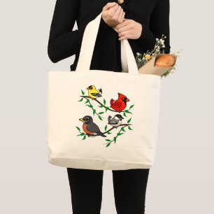 Bolsa Tote Grande Pássaros lindos do quintal