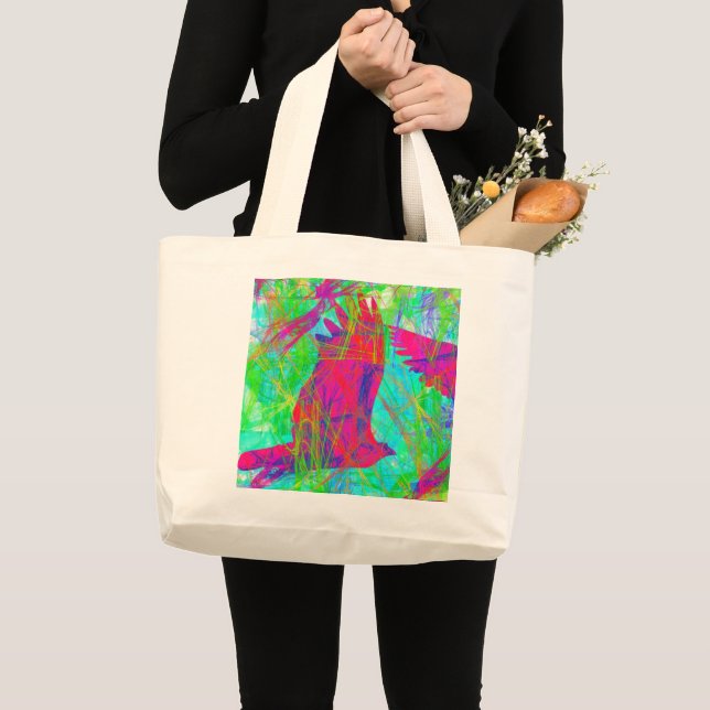 Bolsa Tote Grande Pássaros no Saco de Tota de Voo (Frente (produto))