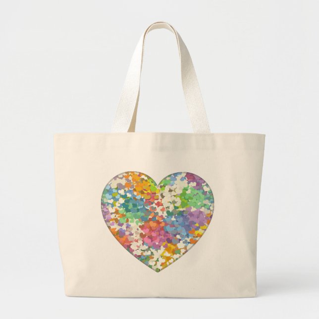 Bolsa Tote Grande Pastel Confetti Hearts (Frente)