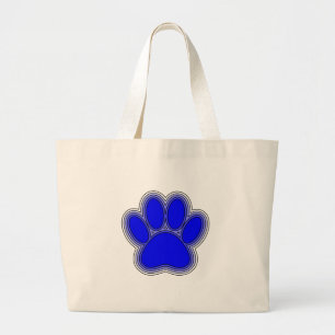 Bolsa Tote Grande Pata De Cão De Azul Com Descrições