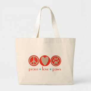 Bolsa Tote Grande Patas do amor da paz