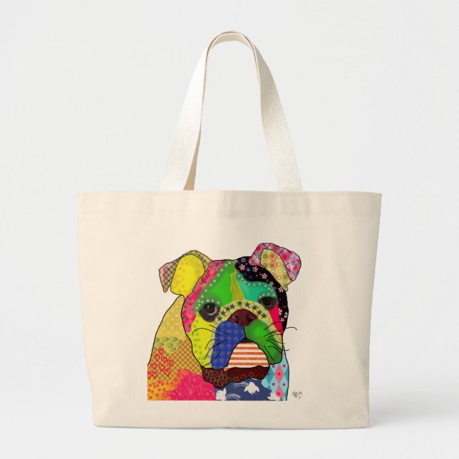 Bolsa Tote Grande Patchwork Bulldog (Frente)