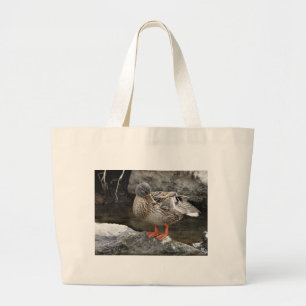 Bolsa Tote Grande Pato castanho-branco