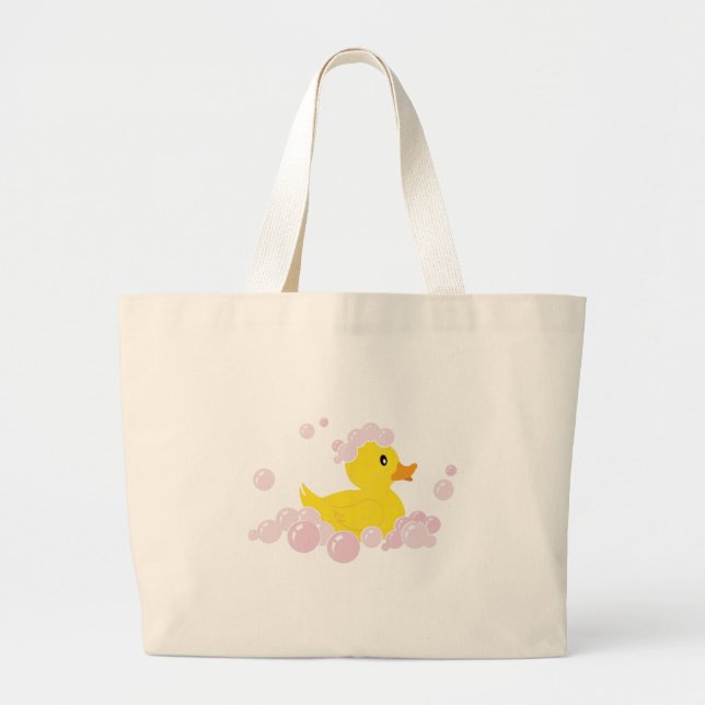 Bolsa Tote Grande Pato em Bolhas Rosa (Frente)