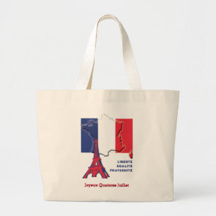 Bolsa Tote Grande Patriotic French Flag BASTILLE DAY 
