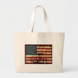 Bolsa Tote Grande Patriótica American Flag Veteran Canvas