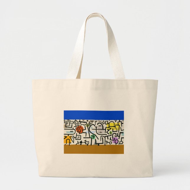 Bolsa Tote Grande Paul Klee Rich Harbor Abstrato Expressionismo (Frente)