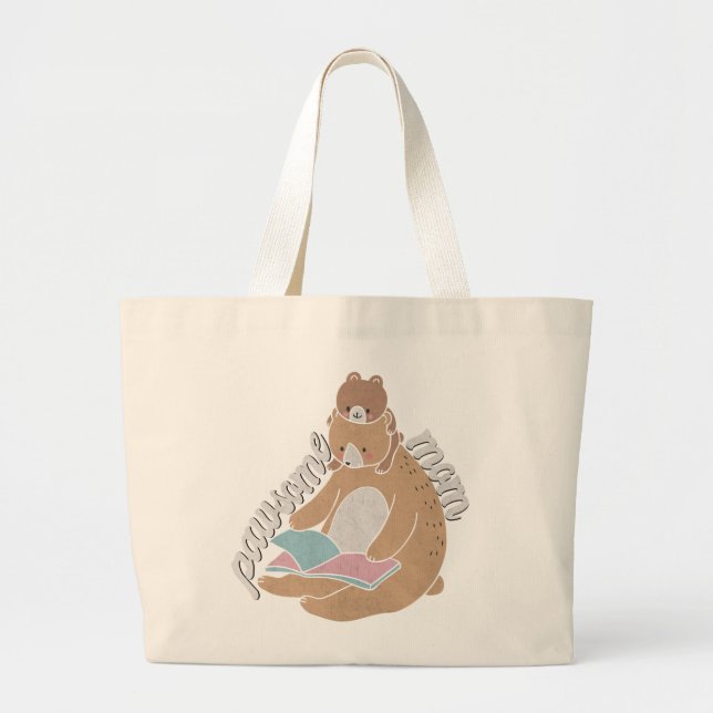 Bolsa Tote Grande Pawsome Mãe Grande Saco De Tote (Frente)