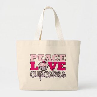Bolsa Tote Grande Paz, amor & cupcakes!