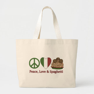 Bolsa Tote Grande Paz, Amor e Espaguete