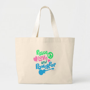 Bolsa Tote Grande Paz, amor e Powerpop