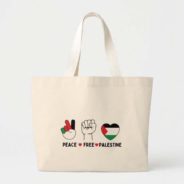 Bolsa Tote Grande paz amor palestina - liberdade para palestinos (Frente)