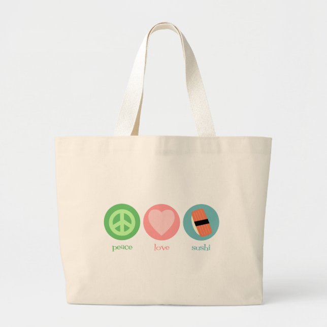 Bolsa Tote Grande Paz, amor & saco do sushi (Frente)