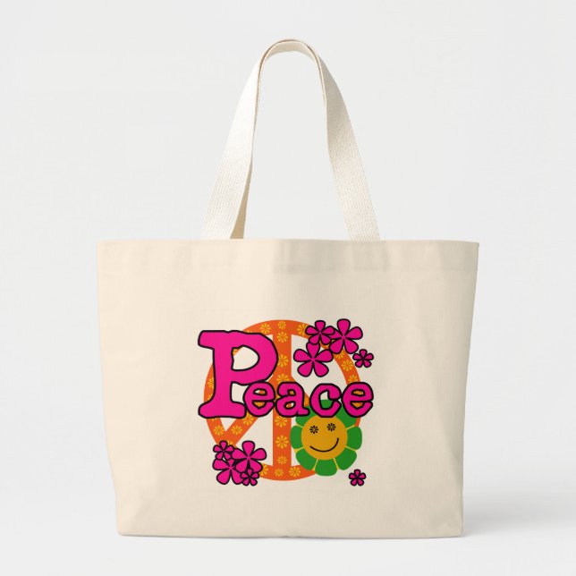 Bolsa Tote Grande paz do estilo 60s (Frente)