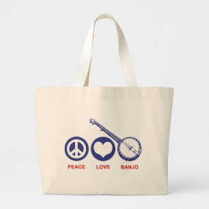 Bolsa Tote Grande Peace Love Banjo