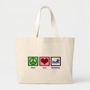 Bolsa Tote Grande Peace Love Natação