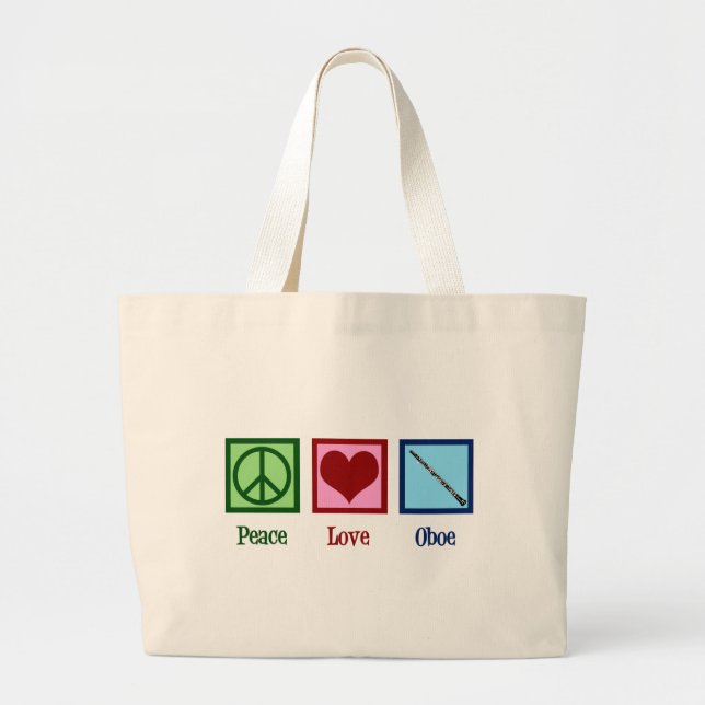 Bolsa Tote Grande Peace Love Oboe (Frente)