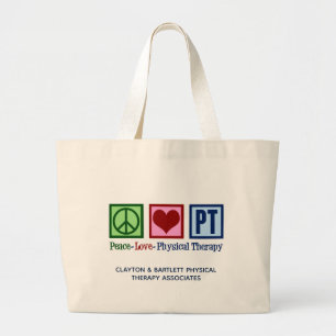 Bolsa Tote Grande Peace Love Physical Therapy Custom PT Office