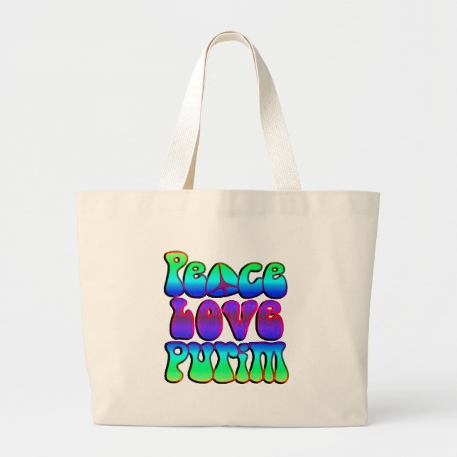 Bolsa Tote Grande Peace Love Purim (Frente)