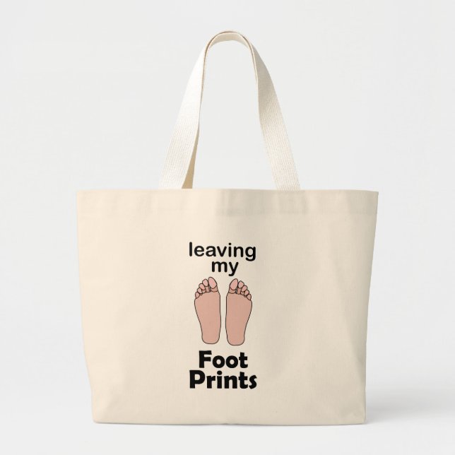 Bolsa Tote Grande Pegada Deixando Minhas Pegadas Inspirador  (Frente)