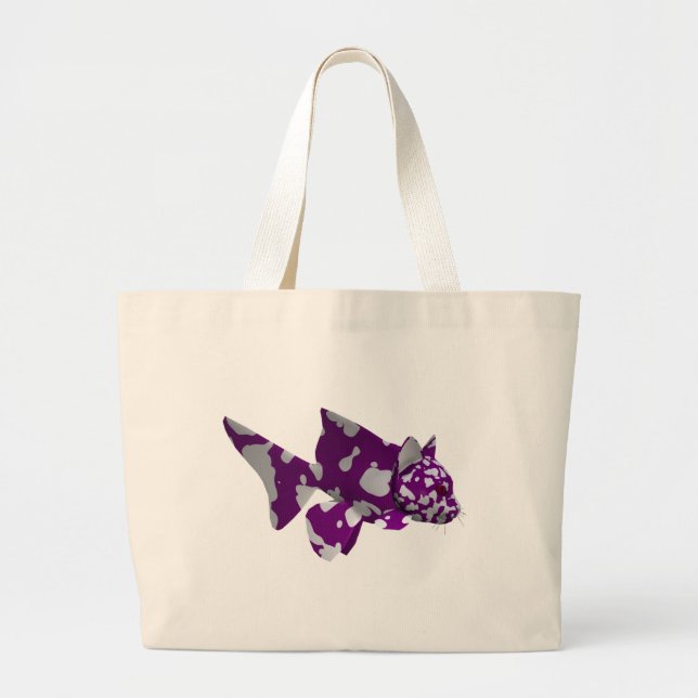 Bolsa Tote Grande Peixe-gato roxo (Frente)