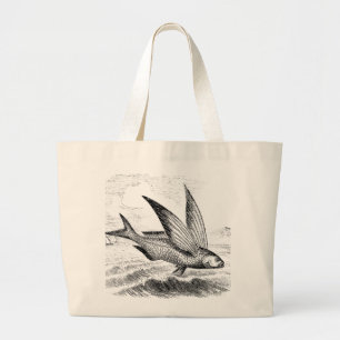 Bolsa Tote Grande Peixe voador antigo no Saco de Tote