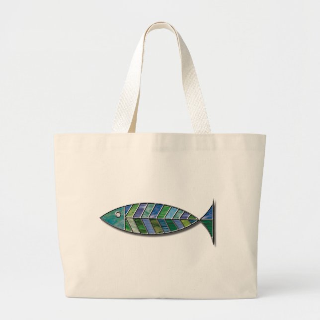 Bolsa Tote Grande Peixes do vitral (Frente)