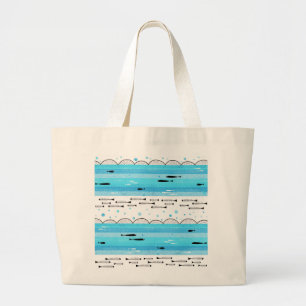 Bolsa Tote Grande Peixes no mar