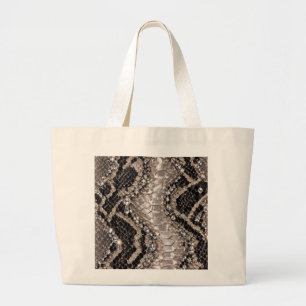 Bolsa Tote Grande Pele de Cobra Cristal Prata Luxo
