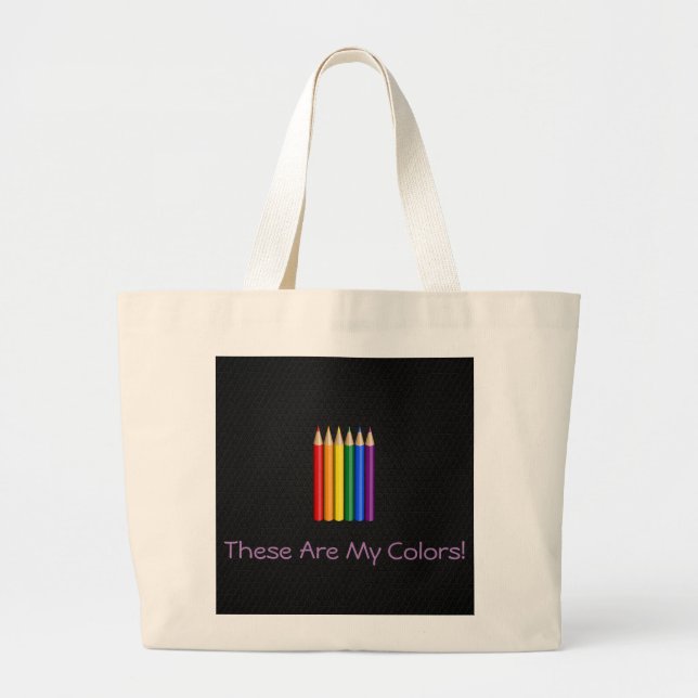 Bolsa Tote Grande Pêncils do orgulho do arco-íris (Frente)