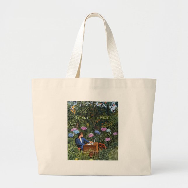 Bolsa Tote Grande Pense do saco de terra (Frente)