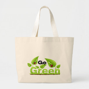 Bolsa Tote Grande Pense verde Ladybug