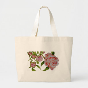 Bolsa Tote Grande Peônias de amizade em um Saco de Tote