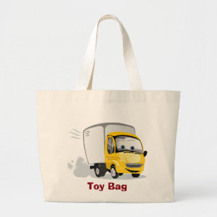 Bolsa Tote Grande Pequeno Caminhão de Cartoon Amarelo para Crianças!